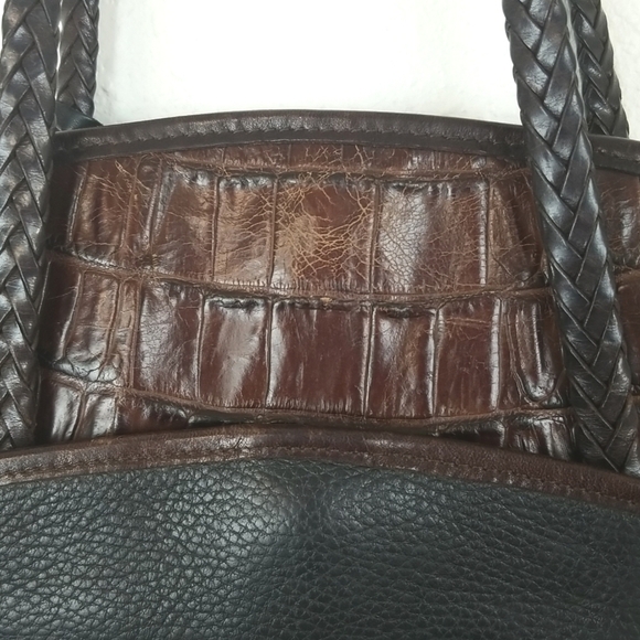 BRIGHTON Pebbled Leather Black & Brown Handbag - Picture 9 of 11